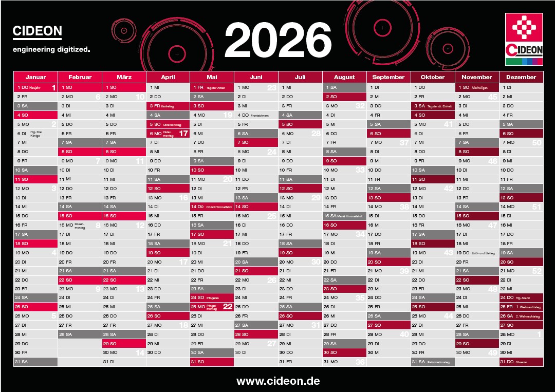 Cideon Wandkalender 2026